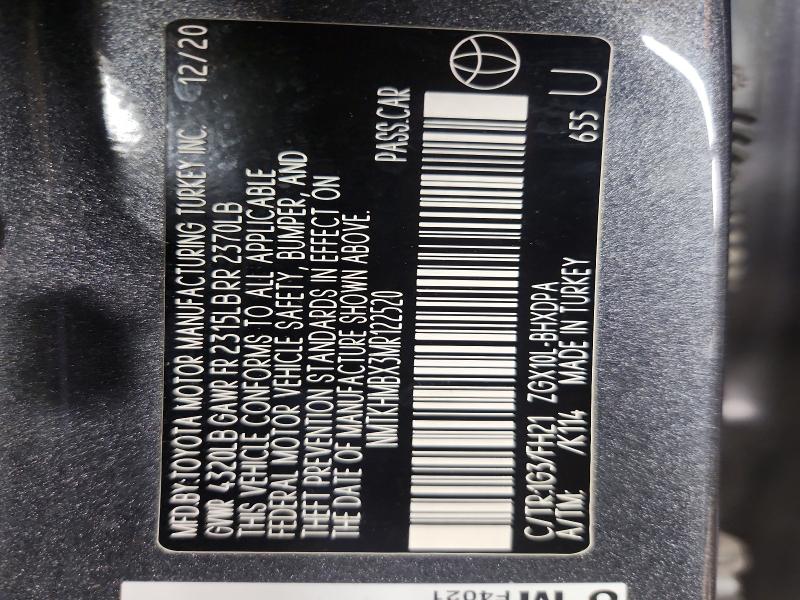 2021 Toyota C-hr მანქანა იყიდება აუქციონზე, vin: NMTKHMBX3MR122520, აუქციონის ნომერი: 71229716