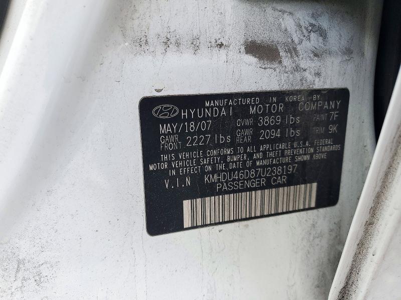 Продажа на аукционе авто 2007 Hyundai Elantra, vin: KMHDU46D87U238197, номер лота: 72103356