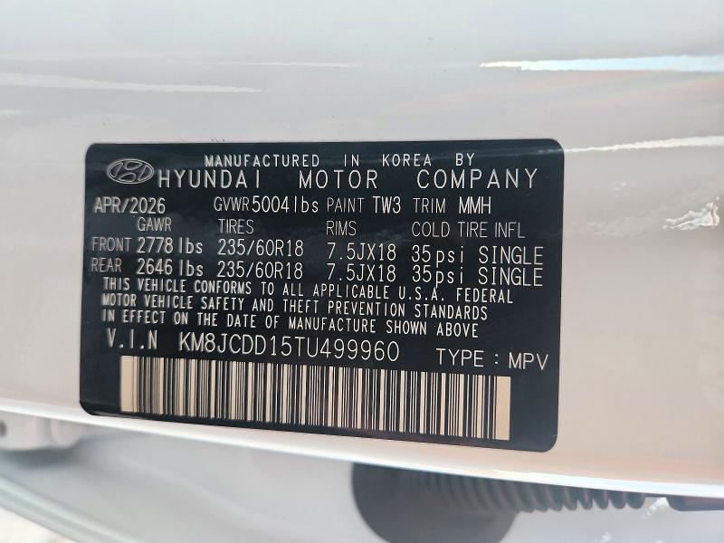 2026 Hyundai Tucson მანქანა იყიდება აუქციონზე, vin: KM8JCDD15TU499960, აუქციონის ნომერი: 71791616