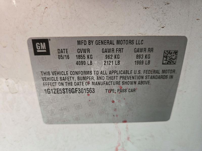 72535726 :رقم المزاد ، 1G1ZE5ST6GF301563 vin ، 2016 Chevrolet Malibu مزاد بيع