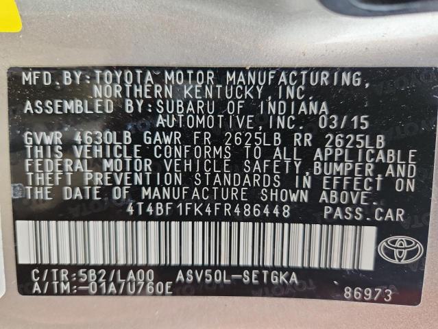 Aukcja sprzedaży 2015 Toyota Camry, vin: 4T4BF1FK4FR486448, numer aukcji: 71377006