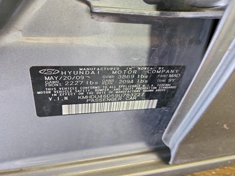 2009 Hyundai Elantra მანქანა იყიდება აუქციონზე, vin: KMHDU46D59U783227, აუქციონის ნომერი: 71055086