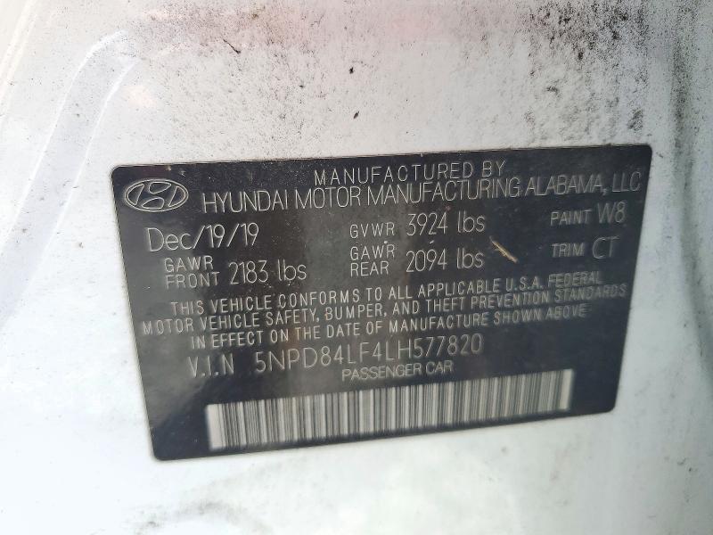72321186 :رقم المزاد ، 5NPD84LF4LH577820 vin ، 2020 Hyundai Elantra مزاد بيع