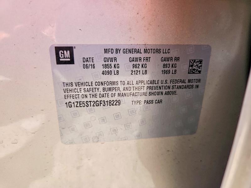 69951646 :رقم المزاد ، 1G1ZE5ST2GF318229 vin ، 2016 Chevrolet Malibu مزاد بيع