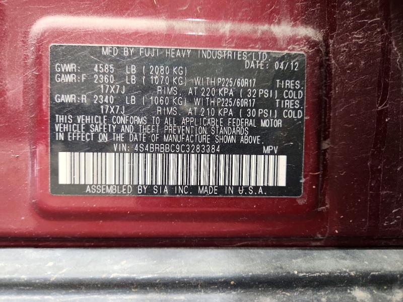 71803836 :رقم المزاد ، 4S4BRBBC9C3283384 vin ، 2012 Subaru Outback مزاد بيع