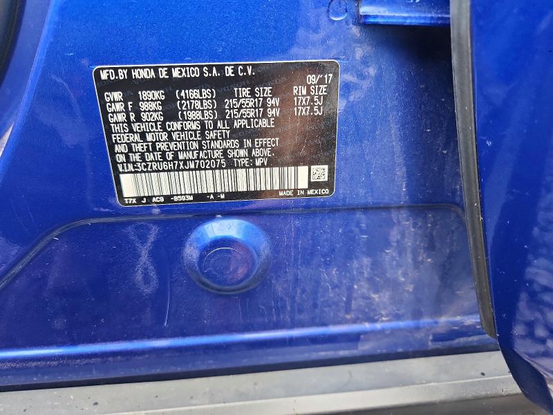 71292666 :رقم المزاد ، 3CZRU6H7XJM702075 vin ، 2018 Honda Hr-v مزاد بيع