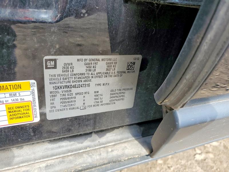 70866226 :رقم المزاد ، 1GKKVRKD4EJ247316 vin ، 2014 Gmc Acadia مزاد بيع