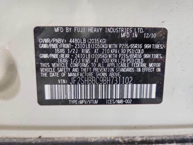 71415546 :رقم المزاد ، JF2SHBBC9BH731102 vin ، 2011 Subaru Forester مزاد بيع