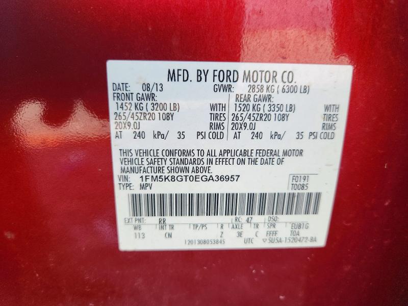 Продаж на аукціоні авто 2014 Ford Explorer, vin: 1FM5K8GT0EGA36957, номер лоту: 72409166