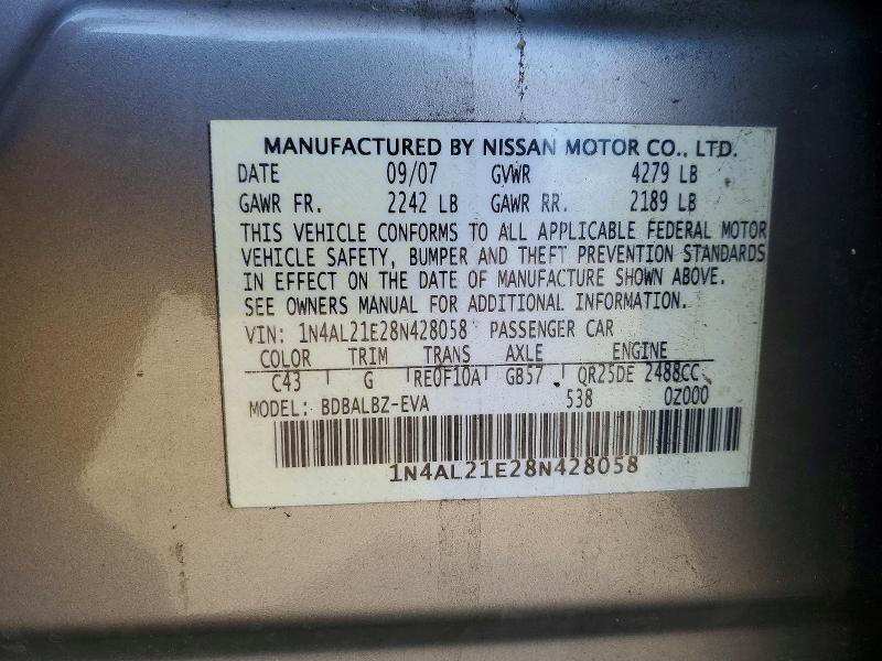 71151626 :رقم المزاد ، 1N4AL21E28N428058 vin ، 2008 Nissan Altima مزاد بيع