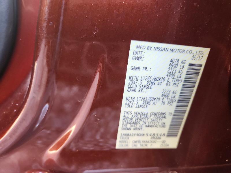 Продаж на аукціоні авто 2017 Nissan Titan Xd, vin: 1N6BA1F40HN548548, номер лоту: 71888696