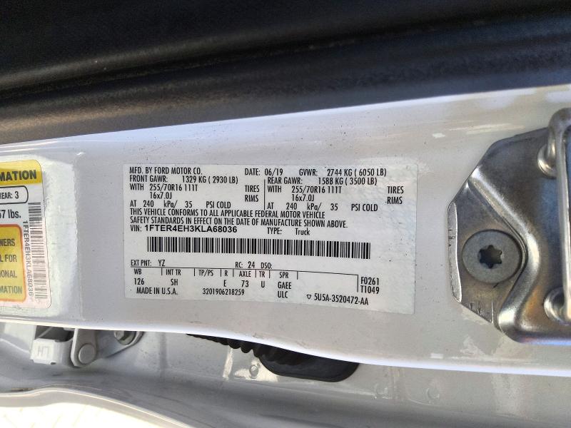 2019 Ford Ranger მანქანა იყიდება აუქციონზე, vin: 1FTER4EH3KLA68036, აუქციონის ნომერი: 72757376