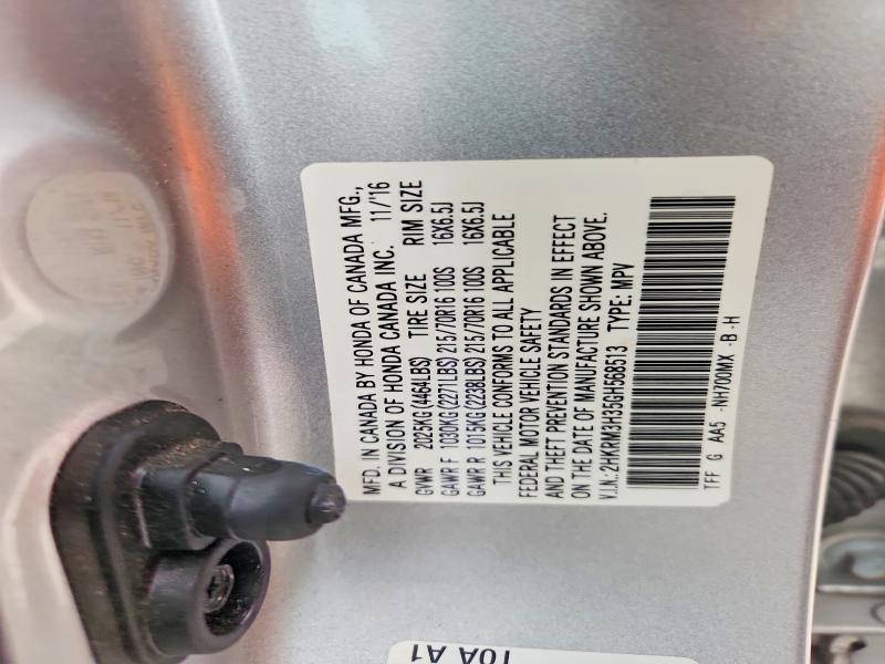 71290536 :رقم المزاد ، 2HKRM3H35GH568513 vin ، 2016 Honda Cr-v مزاد بيع