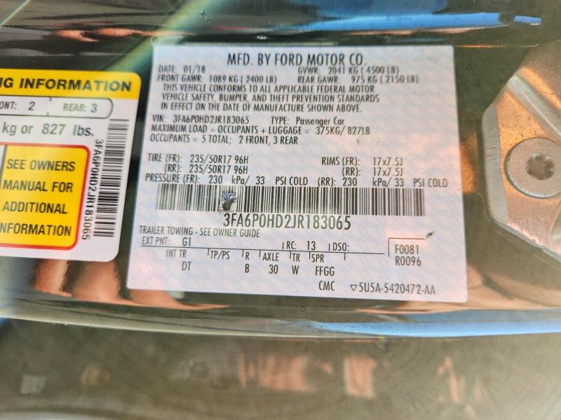 Aukcja sprzedaży 2018 Ford Fusion, vin: 3FA6P0HD2JR183065, numer aukcji: 71808336