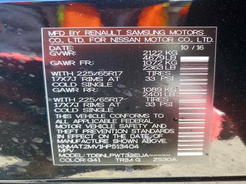 68847646 :رقم المزاد ، KNMAT2MV1HP513404 vin ، 2017 Nissan Rogue مزاد بيع