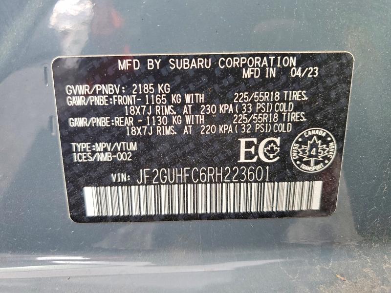 Aukcja sprzedaży 2024 Subaru Crosstrek, vin: JF2GUHFC6RH223601, numer aukcji: 71088926