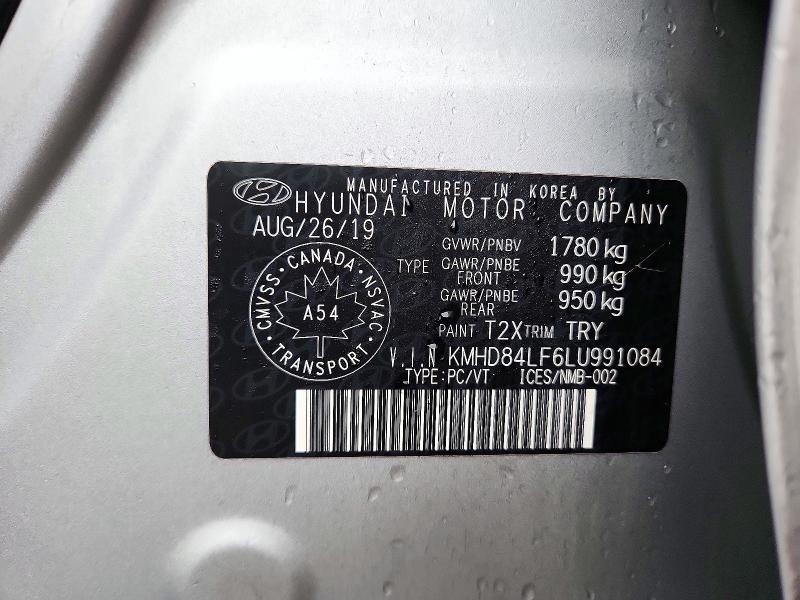 Продаж на аукціоні авто 2020 Hyundai Elantra, vin: KMHD84LF6LU991084, номер лоту: 69182606