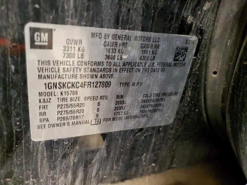 71232566 :رقم المزاد ، 1GNSKCKC4FR127809 vin ، 2015 Chevrolet Tahoe مزاد بيع