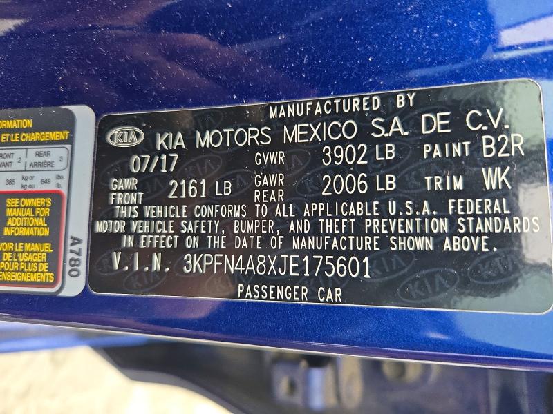 Aukcja sprzedaży 2018 Kia Forte, vin: 3KPFN4A8XJE175601, numer aukcji: 71613096