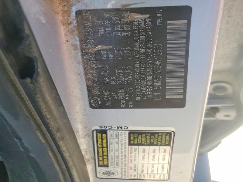 Aukcja sprzedaży 2009 Hyundai Santa Fe, vin: 5NMSG13D69H312930, numer aukcji: 71108106