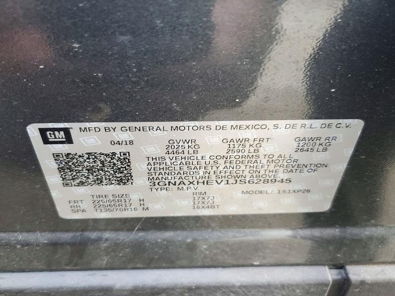 Продажа на аукционе авто 2018 Chevrolet Equinox, vin: 3GNAXHEV1JS628945, номер лота: 72167916