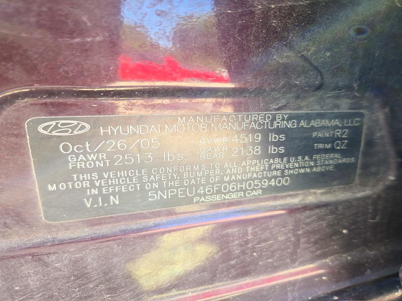 Aukcja sprzedaży 2006 Hyundai Sonata, vin: 5NPEU46F06H059400, numer aukcji: 73257896