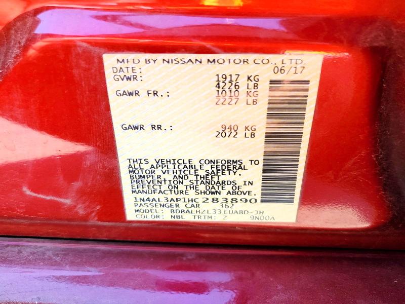 Продаж на аукціоні авто 2017 Nissan Altima, vin: 1N4AL3AP1HC283890, номер лоту: 71563806