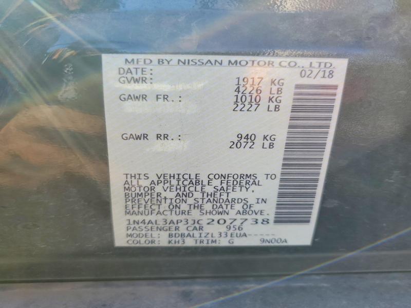 Aukcja sprzedaży 2018 Nissan Altima, vin: 1N4AL3AP3JC207738, numer aukcji: 71244546