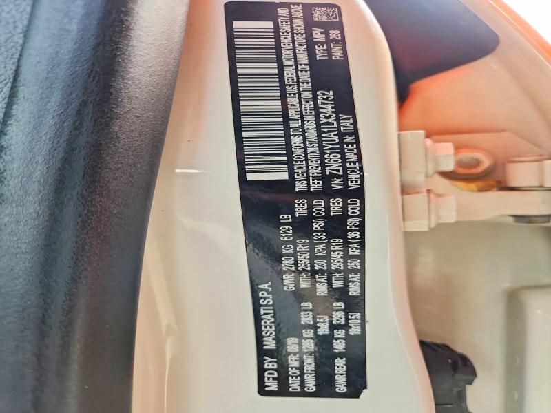 71536356 :رقم المزاد ، ZN661YUA1LX344732 vin ، 2020 Maserati Levante مزاد بيع