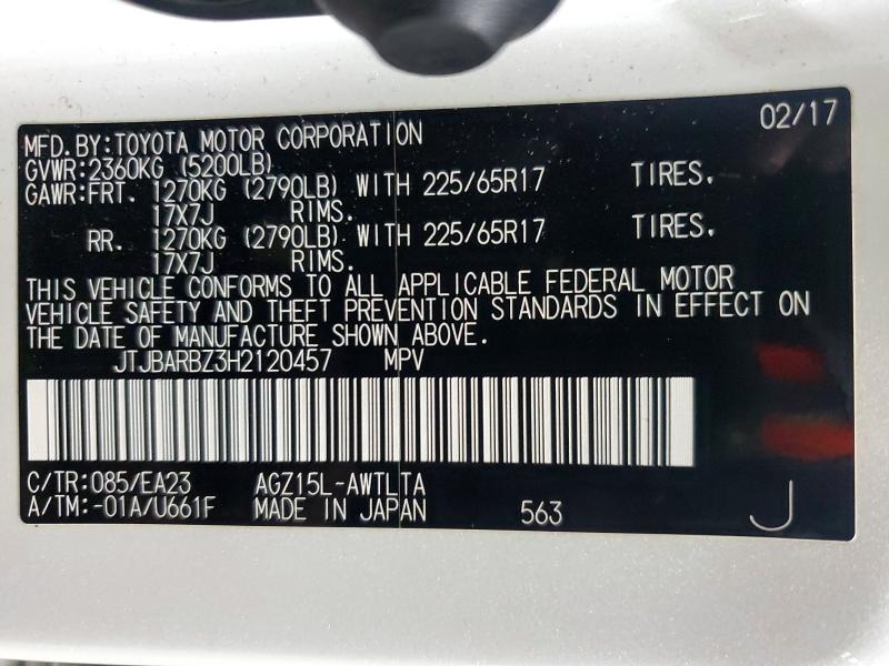 71453306 :رقم المزاد ، JTJBARBZ3H2120457 vin ، 2017 Lexus Nx 200t مزاد بيع