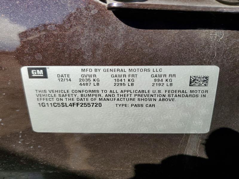 74123186 :رقم المزاد ، 1G11C5SL4FF255720 vin ، 2015 Chevrolet Malibu مزاد بيع