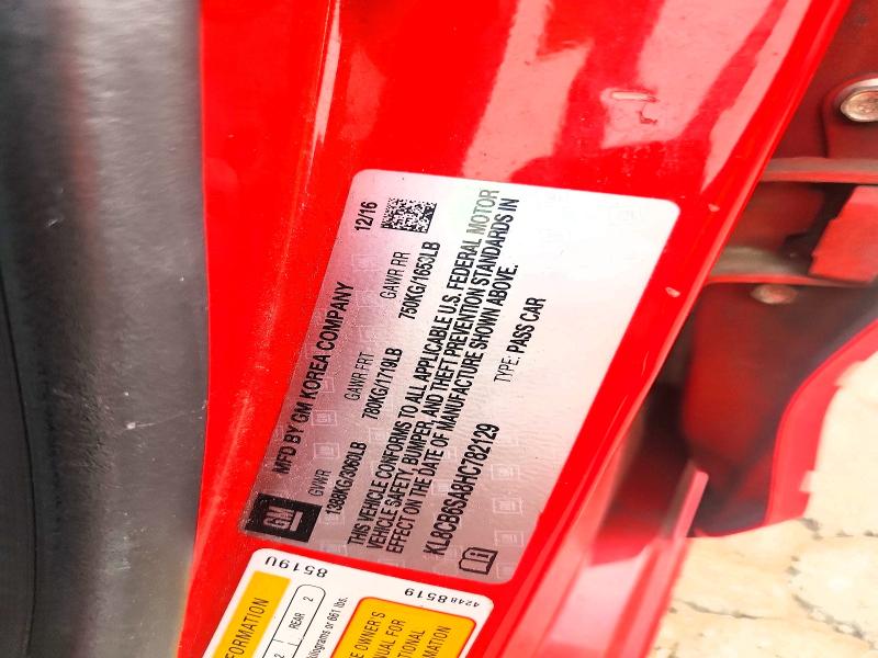 2017 Chevrolet Spark მანქანა იყიდება აუქციონზე, vin: KL8CB6SA8HC782129, აუქციონის ნომერი: 70620886