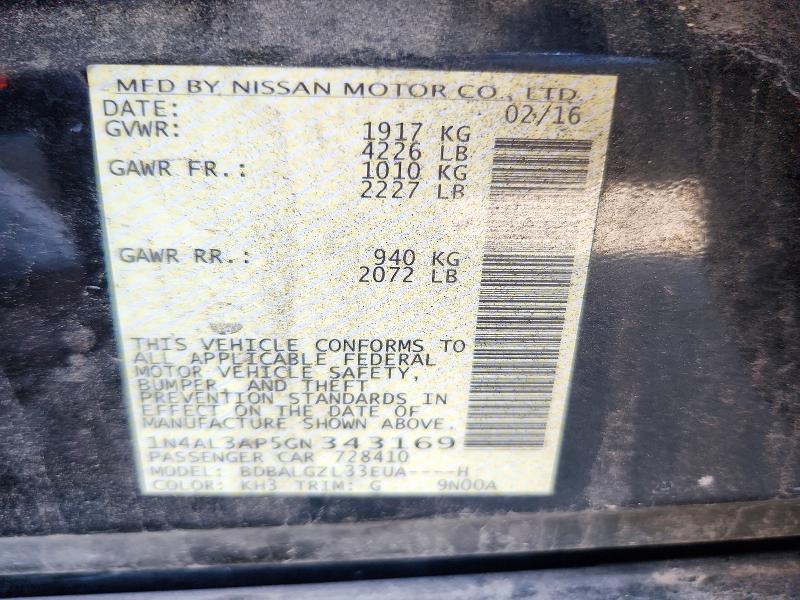 Продаж на аукціоні авто 2016 Nissan Altima, vin: 1N4AL3AP5GN343169, номер лоту: 69457476