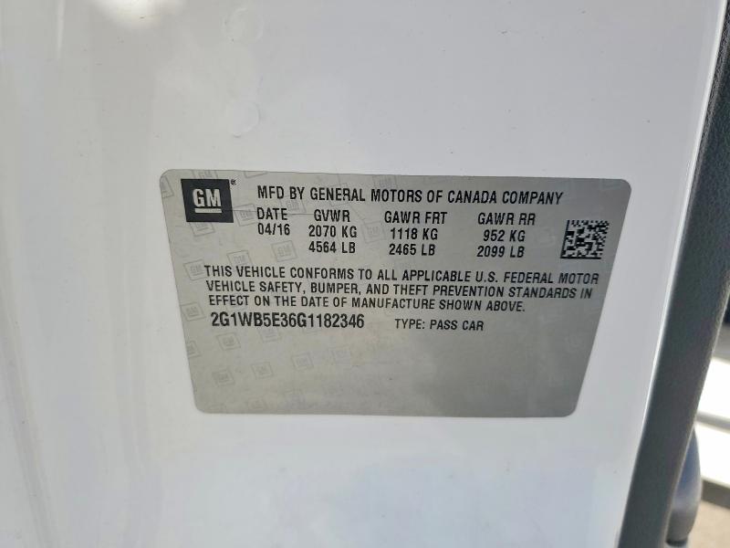 71916066 :رقم المزاد ، 2G1WB5E36G1182346 vin ، 2016 Chevrolet Impala Limited مزاد بيع