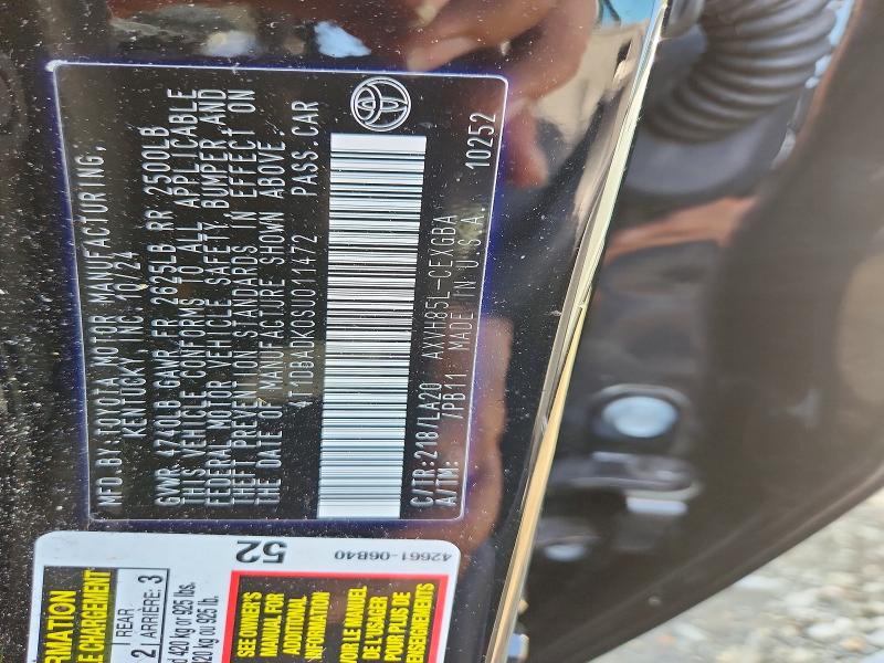 2025 Toyota Camry მანქანა იყიდება აუქციონზე, vin: 4T1DBADK0SU011472, აუქციონის ნომერი: 71198716