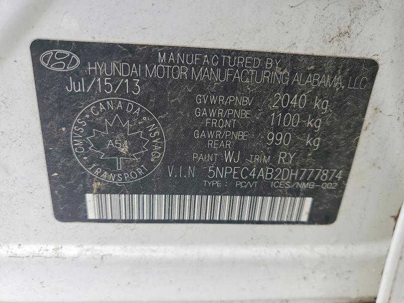 69942236 :رقم المزاد ، 5NPEC4AB2DH777874 vin ، 2013 Hyundai Sonata مزاد بيع