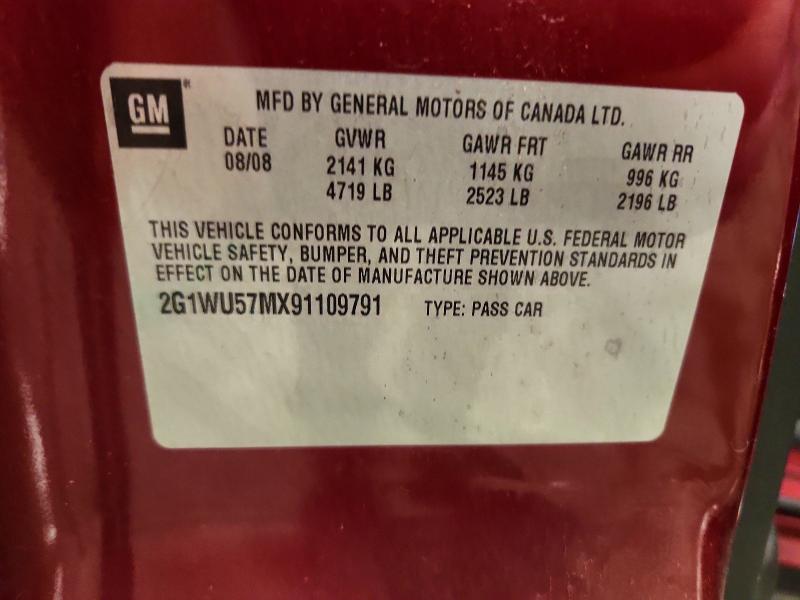 Aukcja sprzedaży 2009 Chevrolet Impala, vin: 2G1WU57MX91109791, numer aukcji: 71670476