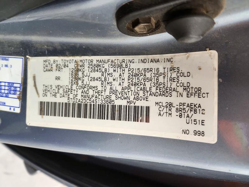 Продажа на аукционе авто 2004 Toyota Sienna, vin: 5TDZA23C54S133605, номер лота: 72021646