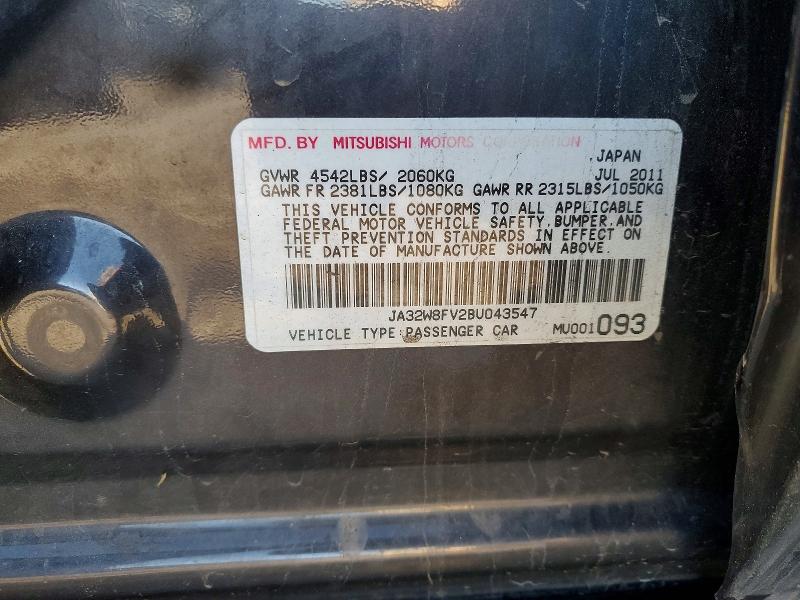 Aukcja sprzedaży 2011 Mitsubishi Lancer, vin: JA32W8FV2BU043547, numer aukcji: 71554356