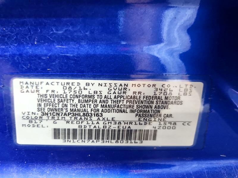 Продаж на аукціоні авто 2017 Nissan Versa, vin: 3N1CN7AP3HL803163, номер лоту: 71895986