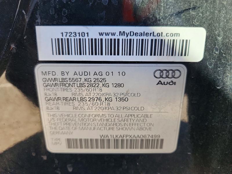 Продаж на аукціоні авто 2010 Audi Q5, vin: WA1LKAFPXAA067499, номер лоту: 71305986