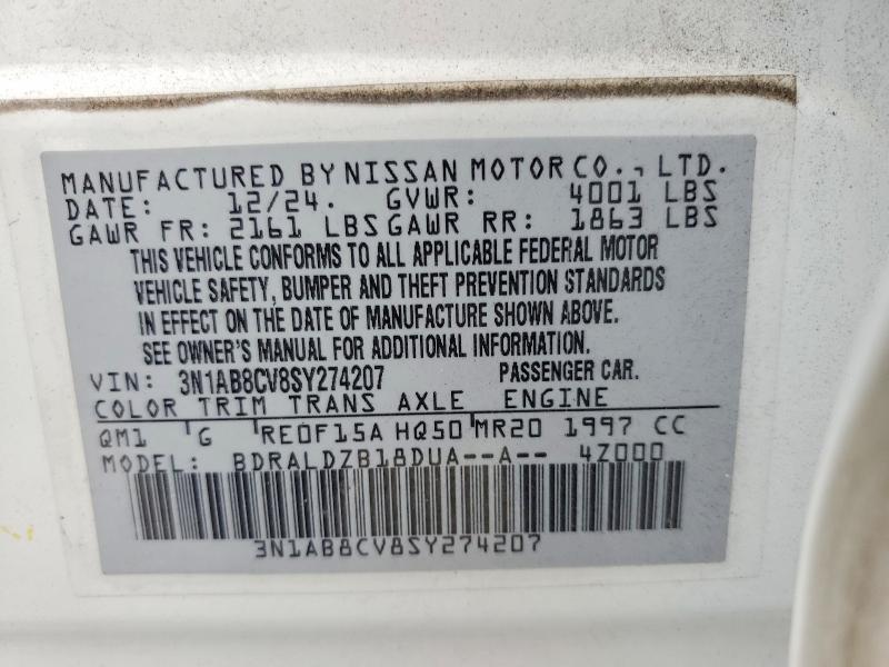 Aukcja sprzedaży 2025 Nissan Sentra, vin: 3N1AB8CV8SY274207, numer aukcji: 71220016