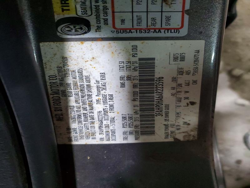 2010 Ford Fusion მანქანა იყიდება აუქციონზე, vin: 3FAHP0HA6AR223596, აუქციონის ნომერი: 72016006