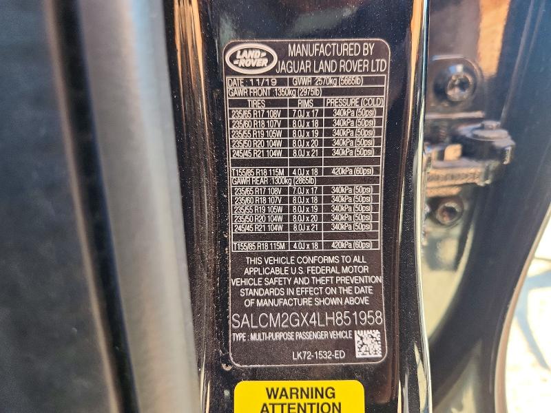 Aukcja sprzedaży 2020 Land Rover Discovery Sport, vin: SALCM2GX4LH851958, numer aukcji: 71887786