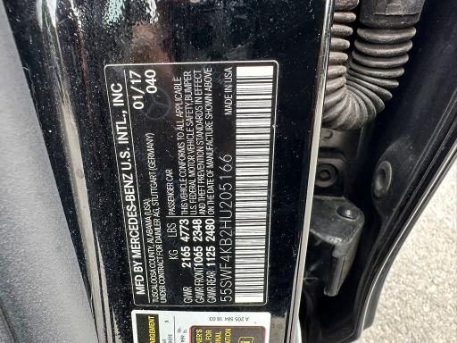 70369826 :رقم المزاد ، 55SWF4KB2HU205166 vin ، 2017 Mercedes-benz C مزاد بيع