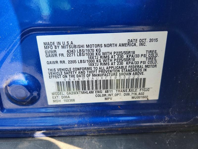 Auction sale of the 2015 Mitsubishi Outlander Sport, vin: 4A4AP3AUXFE058222, lot number: 71291016