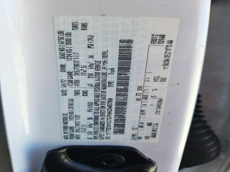 72380056 :رقم المزاد ، 1FTEW1CG7HKD45769 vin ، 2017 Ford F150 مزاد بيع