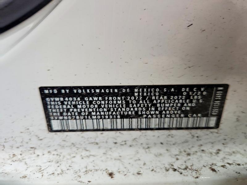 Продаж на аукціоні авто 2020 Volkswagen Jetta, vin: 3VWN57BU1LM019316, номер лоту: 71481626