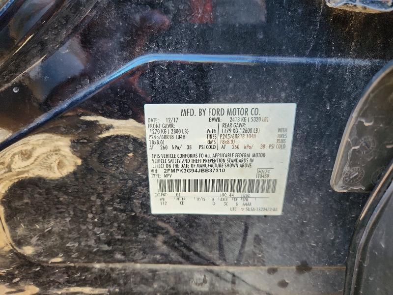 2018 Ford Edge მანქანა იყიდება აუქციონზე, vin: 2FMPK3G94JBB37310, აუქციონის ნომერი: 72047156