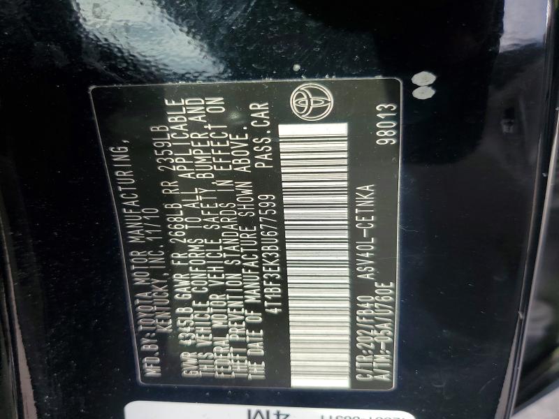 Aukcja sprzedaży 2011 Toyota Camry, vin: 4T1BF3EK3BU677599, numer aukcji: 71072896